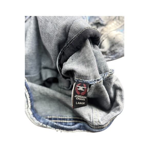 Jordan Craig Paint Splashed Distressed Denim Jacket Men's Large - Picture 5 of 5